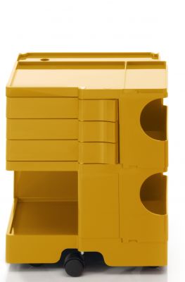 Gelber Boby Rollcontainer mit Schubladen und Fächern, ideal für Büro und Arbeitszimmer.